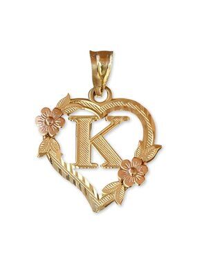 14K Gold Initial K Charm | Solid Gold Letter Pendant By Tehrani Jewelry